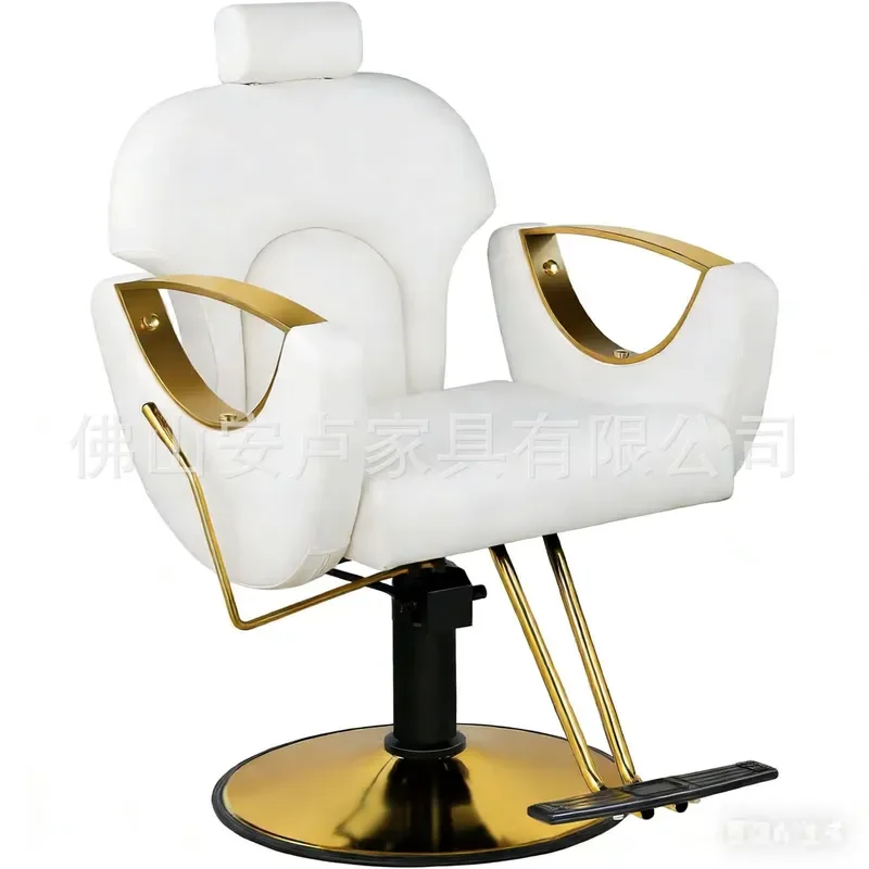 Black Gold Barber Chair Hydraulic Recumbent Hair Chair 360 Degree Rotary Pump Beauty Equipment Professional