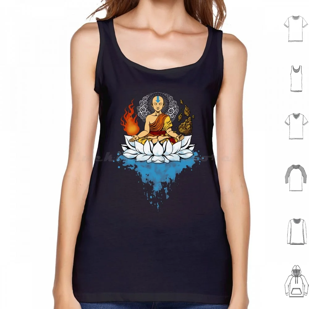 Enlightenment Tank Tops Print Cotton The Last Airbender Legend Aang Water Earth Fire Air Nomads Southern Monk