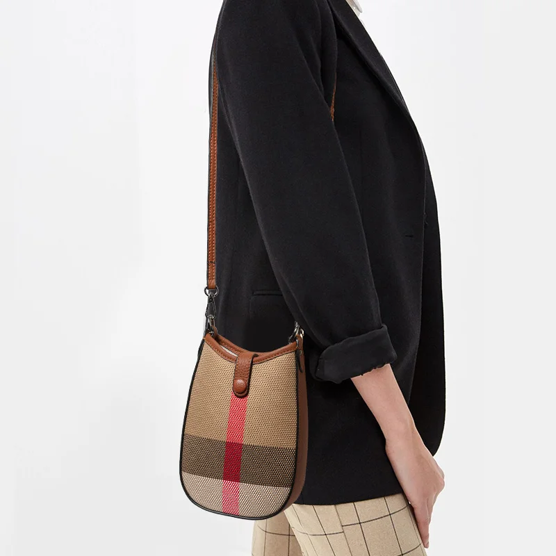 

Сумка через плечо для мобильного телефона из воловьей кожи, холщовая сумка на плечо, маленькая клетчатая сумка