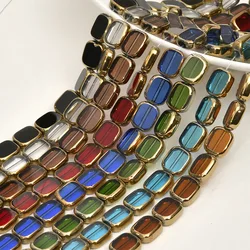 28PCS  9x11mm Retro Rectangle Glass Beads for Jewelry Making Bracelet Necklace Supplies Findings Glass Charms Accessories
