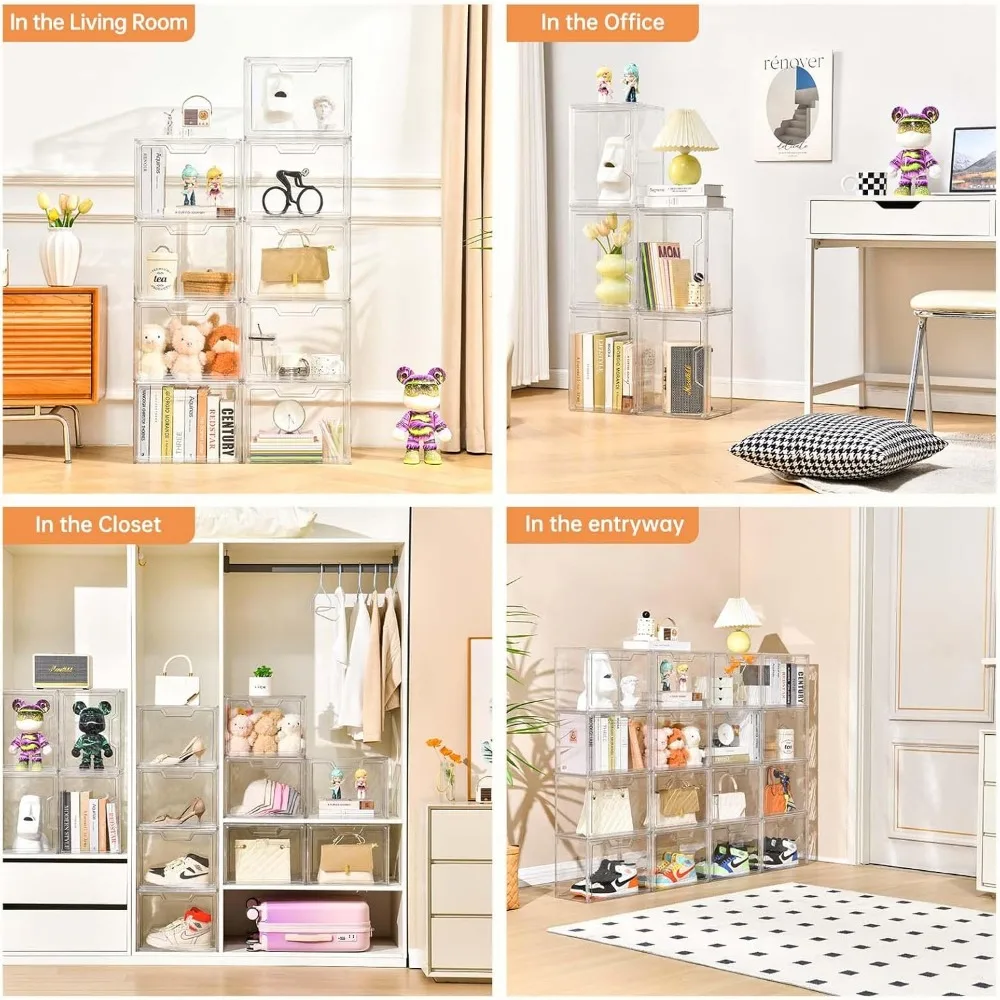 Organizer Tas Akrilik untuk Lemari, Kotak Display Transparan dengan Penutup Magnetik untuk Penyimpanan Tas Tangan