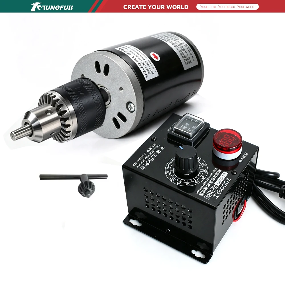 220V 400W Mini Drill Press Motor 7000RPM Electric Drilling Machine with B12 B16 Chuck Forward Reverse Speed Controller for DIY