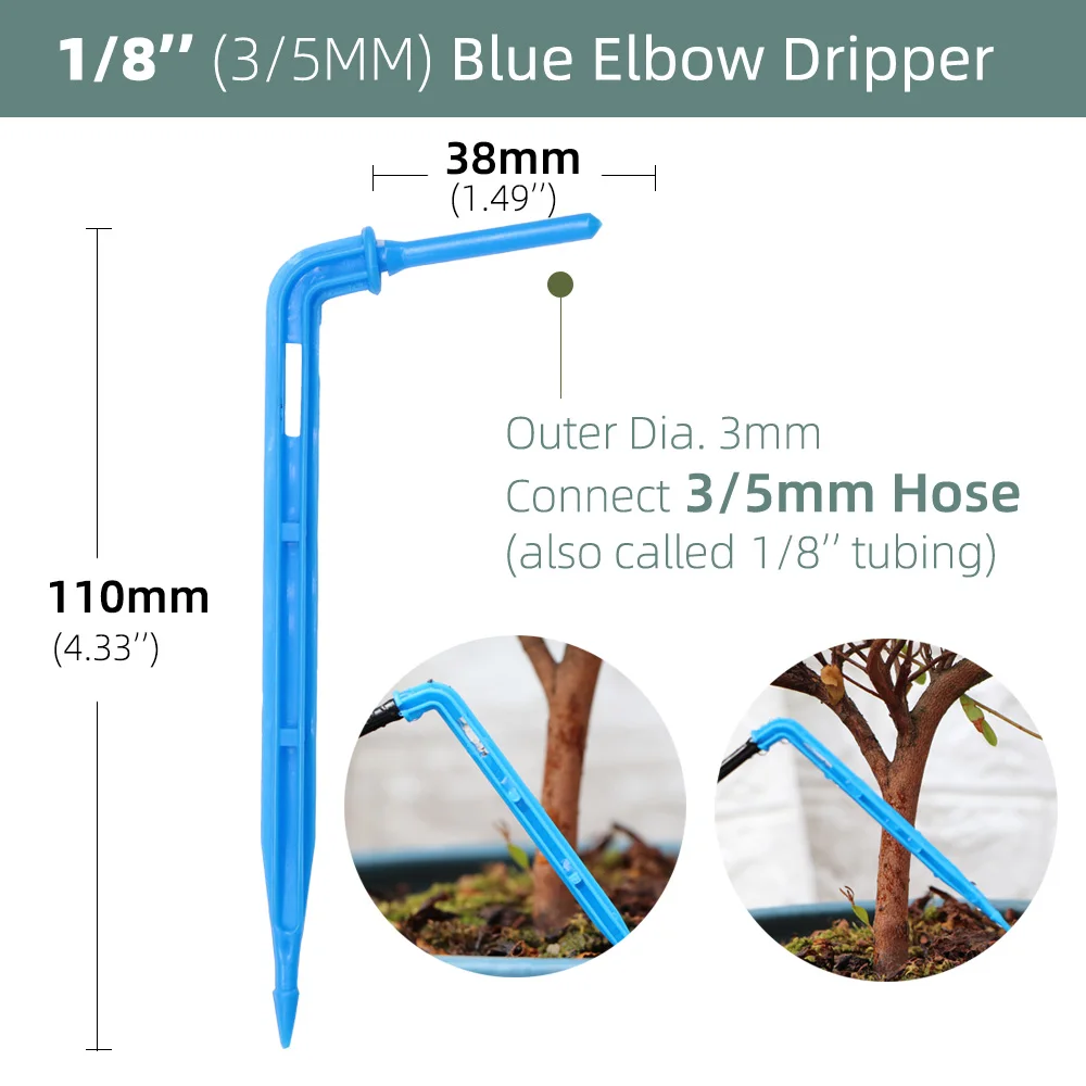 Garden Dripping Irrigation 2L/4L/8L/H 4-Way 3/5mm Bend Arrow 2-Way Blue Transmitter Automatic Watering System Pot Greenhouse