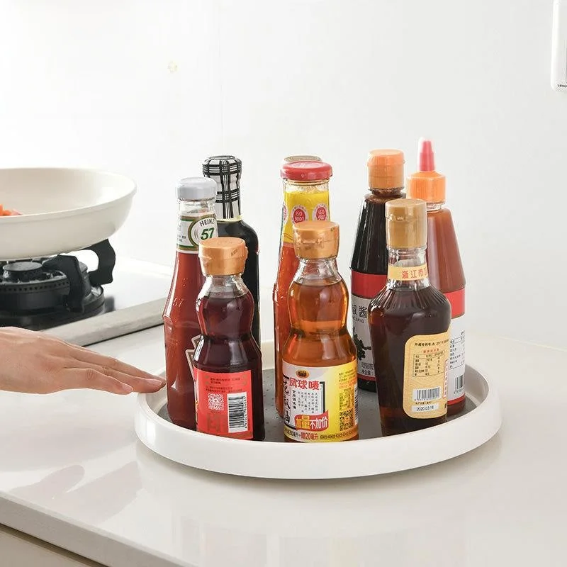Multi-Functional Kitchen Plastic Rotating Storage Rack Non-Slip 360-Degree Tray Cosmetic Storage Home Use Organizer