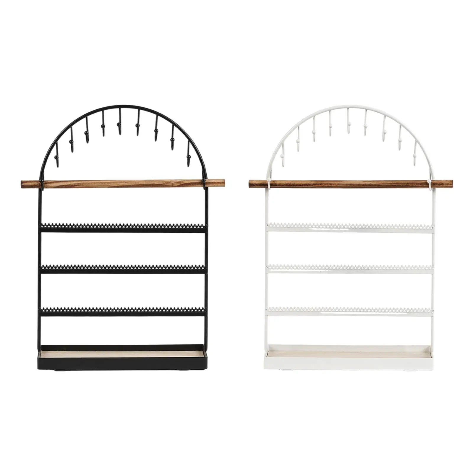 

Jewelry Organizer Holder with Metal Tray Space Saving Stable Keep Tidy Earring Display Rack 5 Tier for Showcase Store Shop