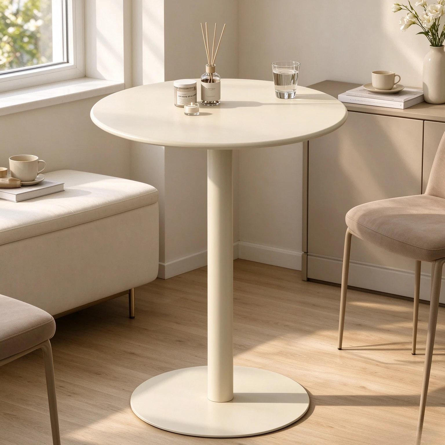 Small Round Bistro Table, Vintage Patio Balcony Coffee Dining Table for Tea House, Living Room and Small Commercial Spaces