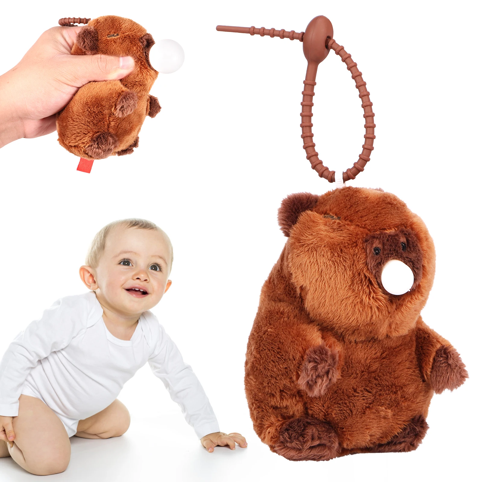 Capybara Plush Keychain Press to Blow Bubbles Capybara Pendant Soft Plush Capybara Stuffed Toy Cute Exquisite Capybara Keyring