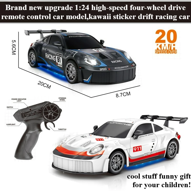 

Cool Stuff Toy Car Funny Gift-Hot 1:24 High-speed 4WD Rc Drift Car,Remote Control Car Model,Kawaii Sticker Rc Cars,Toys for Kids