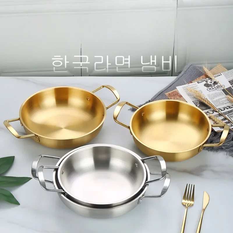 Marmite à nouilles instantanées en acier inoxydable pour Ramen coréen, petit Pot chaud à fruits de mer, Pot de soupe Kimchi, Pot sec à Double fond