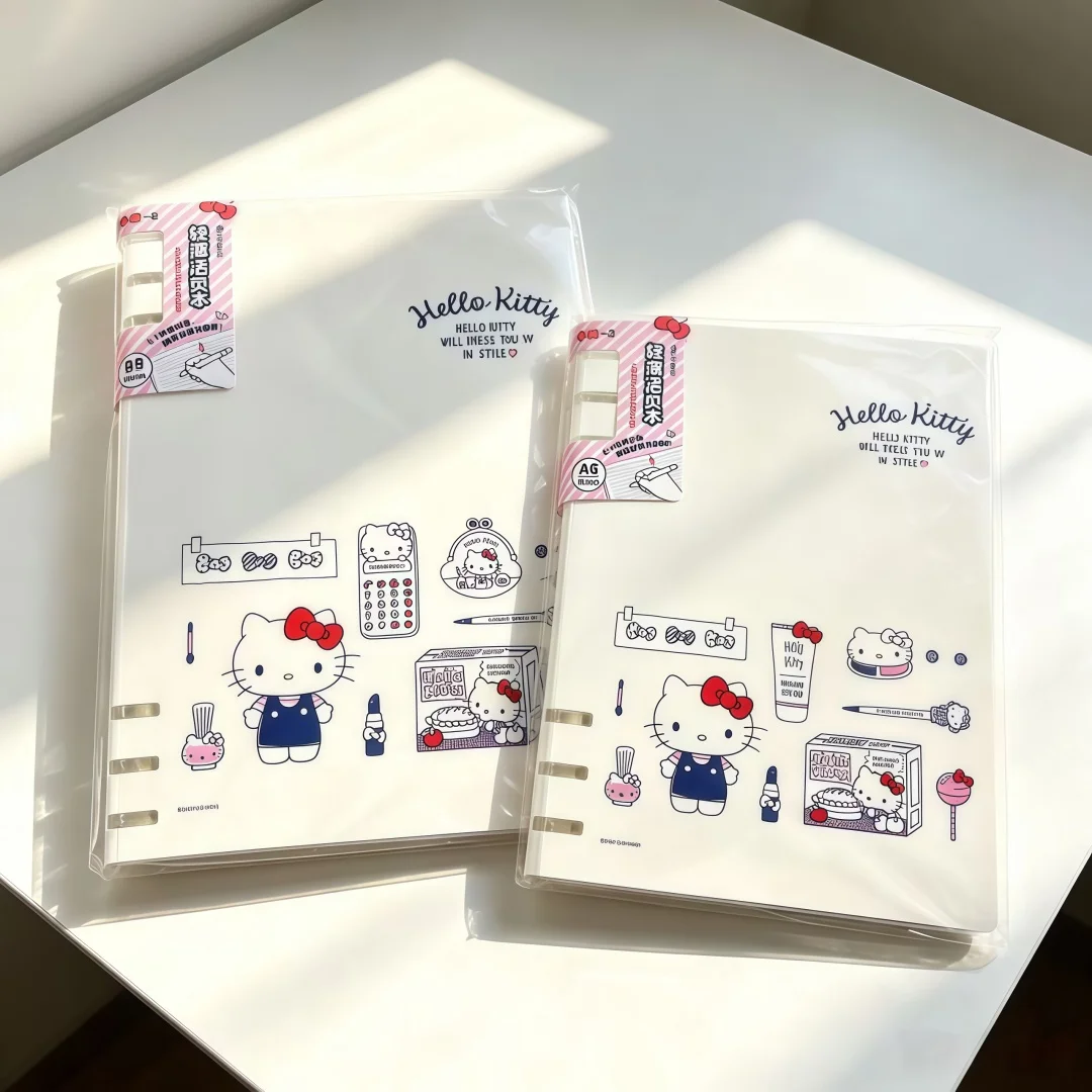 Sanrio Hello Kitty 6-Hole Loose-Leaf Notebook, Cartoon Detachable Inner Pages Notebook, Student A5/B5 Journal, Plastic Cover