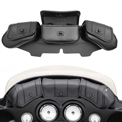 3-Pocket Motorcycle Windshield Batwing Fairing Pouch Bag For Harley Electra Street Glide FLHX 1993-2013
