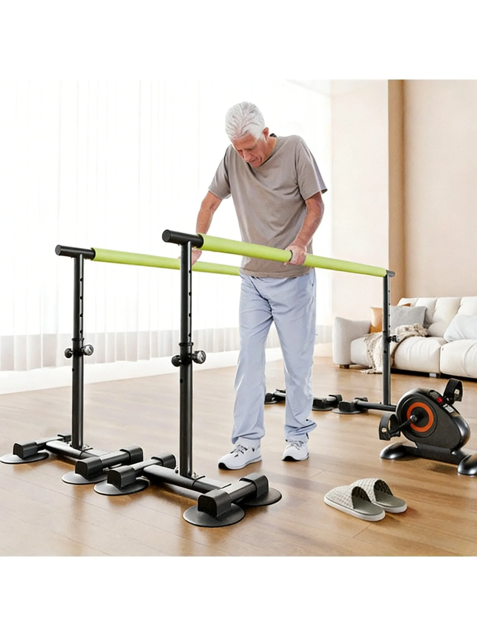 Loopstoelen, revalidatietraining parallelle stangen, hoogteverstelbare fitnessapparatuur voor de onderste ledematen, training voor ouderen en gehandicapten - afbeelding 2