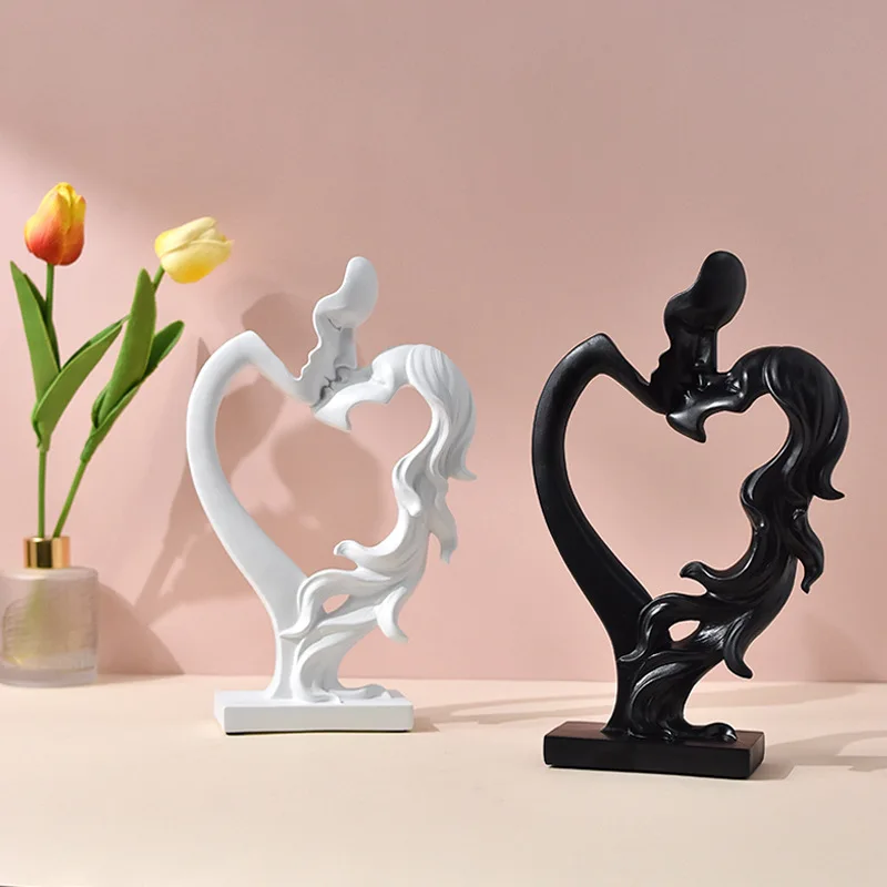 Abstract Kiss Figure Resin Crafts Ornament Modern Simple Home Living Room Wedding Valentine's Day Decoration