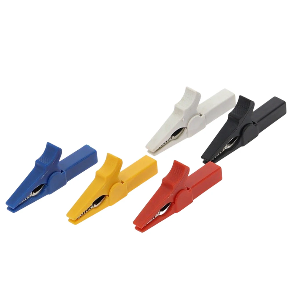 Set of 5 For Alligator Clips 55mm with Insulated PVC Jacket for Battery Testing and For Multimeter Connector Use