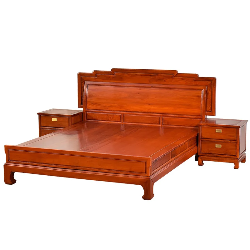 All solid wood thickened and thickened tenon and mortise structure rosewood classical carved wedding double