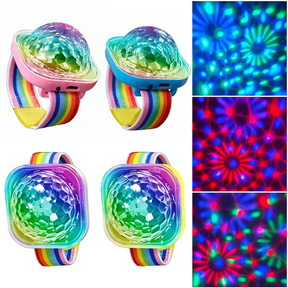 USB Wristband Disco Strobe Lights Rechargeable Wearable Watch Light Sound Control Wrist Atmosphere Lamp for Dance Party