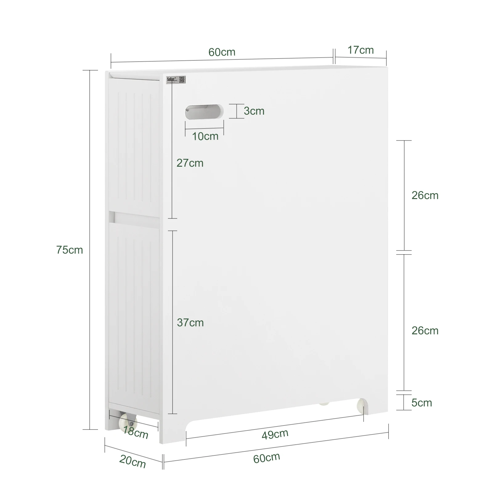 SoBuy BZR167-GW Badezimmer Hochschrank mit 5 Fächern Badschrank Badregal mit 1 Schublade und Türen Badmöbel Hochglanz Weiß – Detail 1