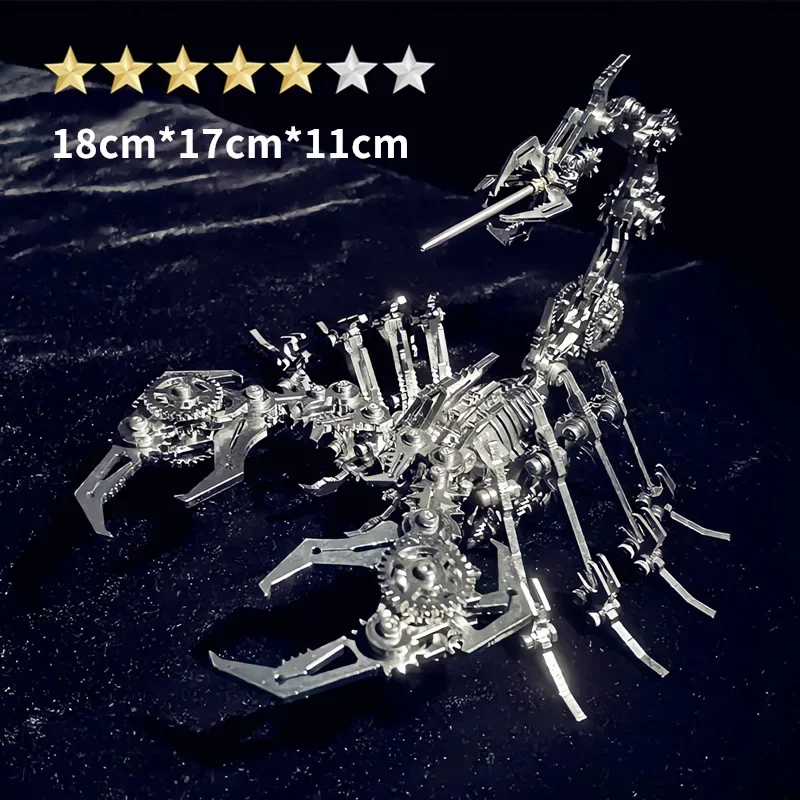 Scorpione d'argento 3D Puzzle in metallo Giocattolo di assemblaggio Decorazione Insetti Giocattoli Hobby Animali Figure Giocattoli fai da te Regali per bambini/Amici