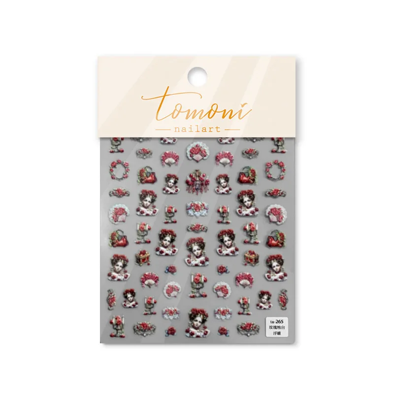 [Meow.Sensei] Brand Tata Cooperation Relief nail Stickers Japanese-Style Retro Sticker Rose Magic Mirror Ta265