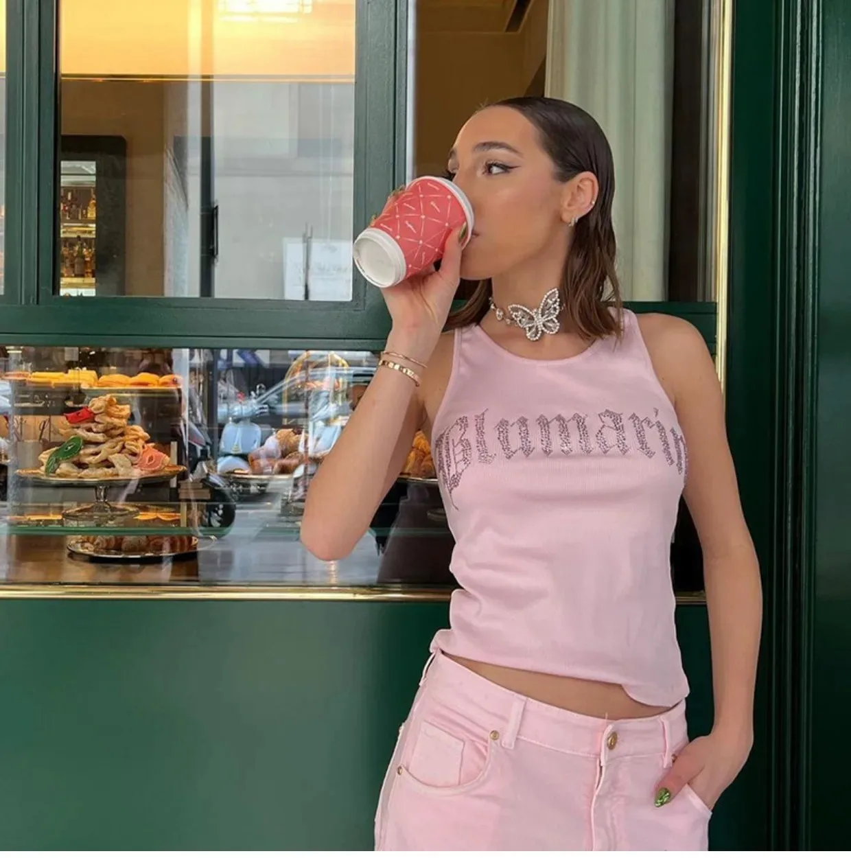 Spring And Summer Hot Girls' Shiny Sleeveless Vest With Diamond Stickers, Women's Y2K Slim Fit Short Camisole Top