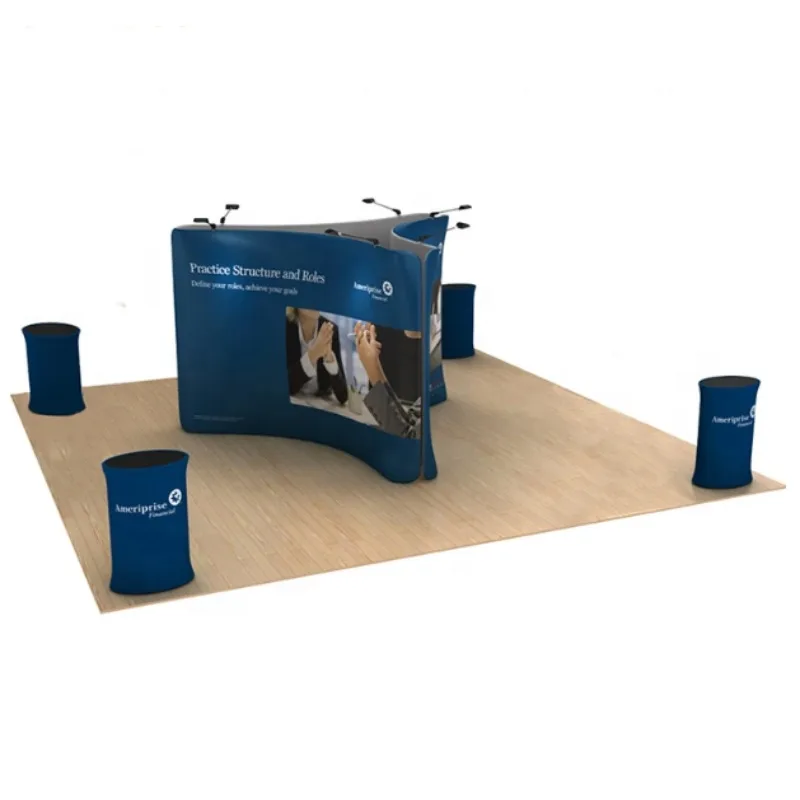 

20ftX20ft Trade Show Booth Size Portable Curved Backdrop Stretch Fabric Banner Advertising Wall Display With Oval Counters