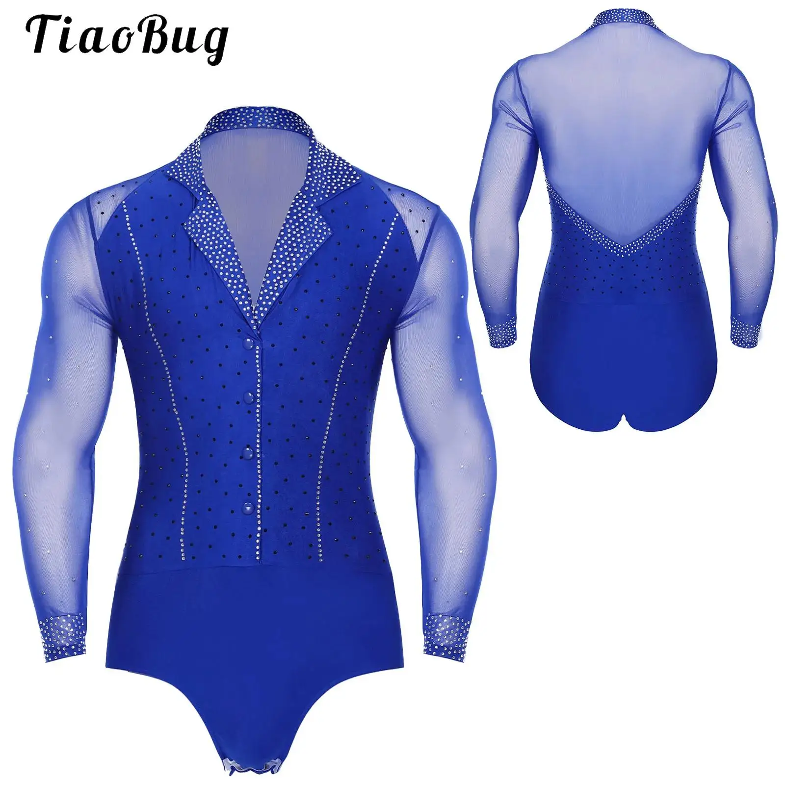 

Men Latin Dance Leotard Rhythmic Gymnastics Figure Skating Ballroom Chacha Tango Rumba Performance Costume Bodysuit Shirts