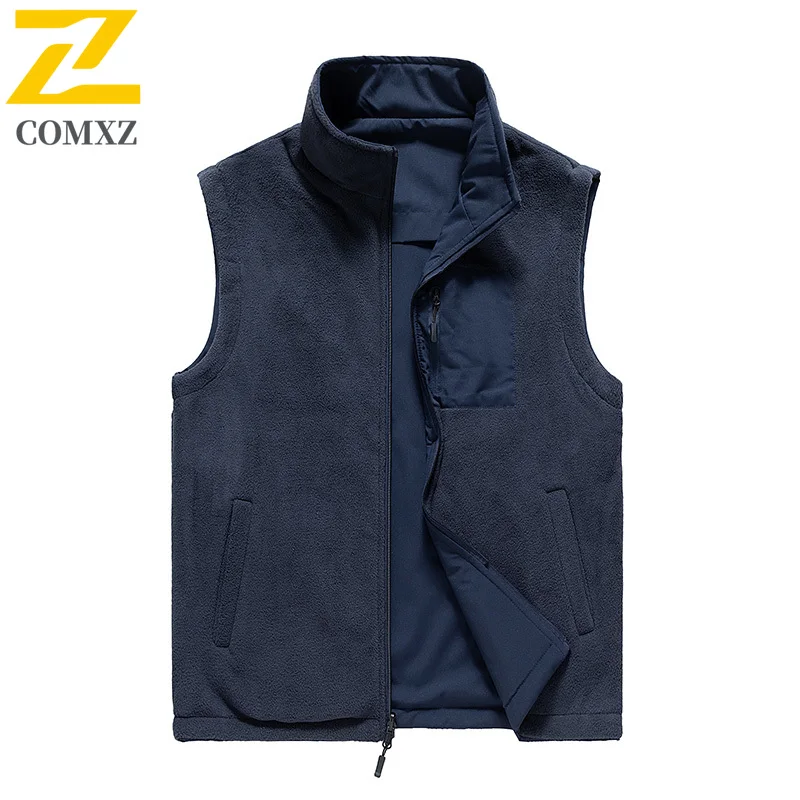 Men's Vest 2025 New Double-sided Windbreaker Fleece Warm Weather Resistant Fishing Vest Outdoor Photography Fishing Men Jacket