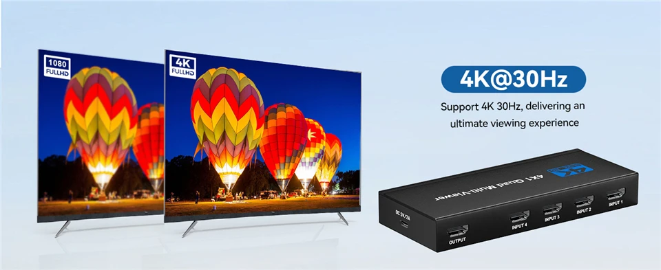 4K HDMI Quad Screen Multiviewer 4x1 1080P 4 in 1 out HDMI Multi Viewer Seamless