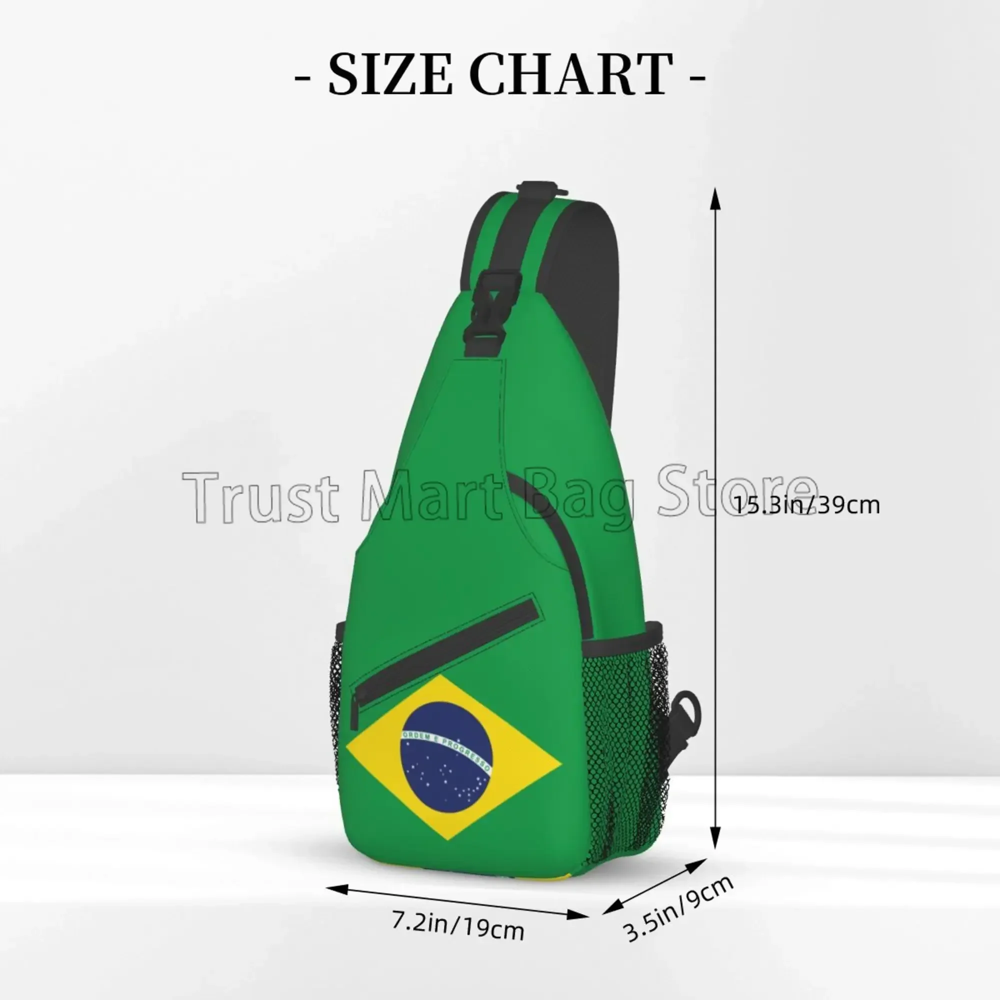 Brazilian Flag Print Chest Bags Brazil Flag Sling Bag Travel Hiking Sports Crossbody Backpack Lightweight Daypack for Men Women