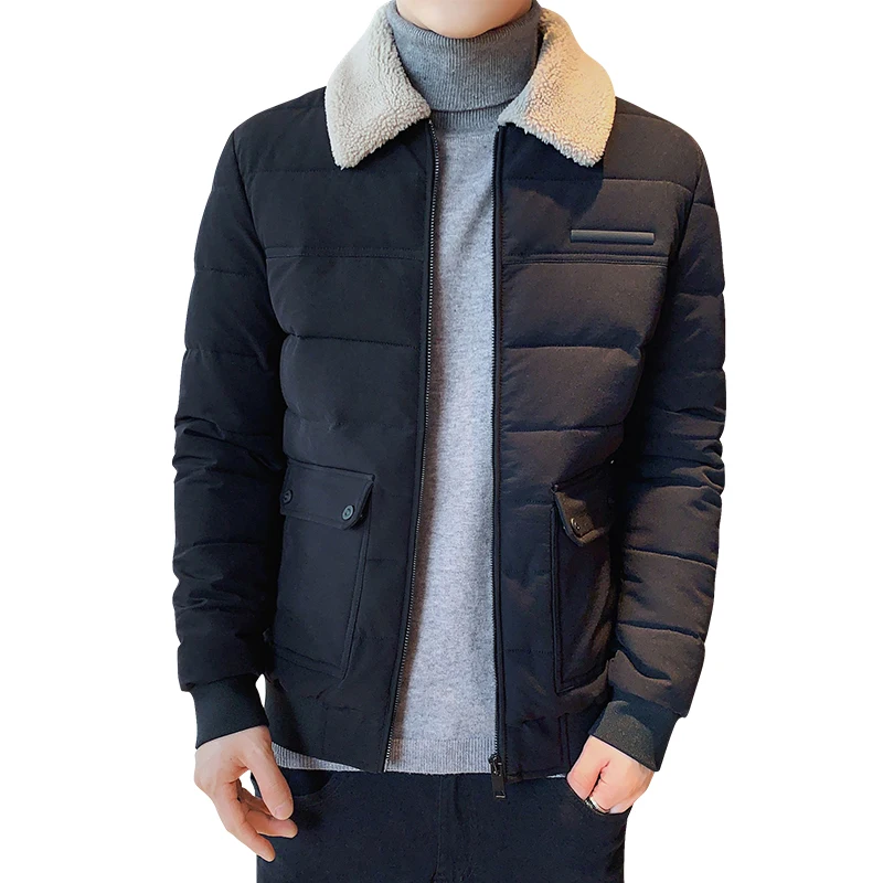

Мужская утепленная хлопковая куртка на осень-зиму, модная, приталенная, с воротником-стойкой и меховой отделкой, теплая, повседневная, рабочая, стильная.