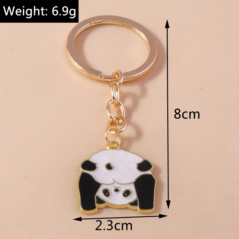 Niedliche Emaille Panda Schlüssel bund Katze Schlüssel ring Anhänger für Auto Schlüssel halter Frauen Mädchen Handtasche Zubehör DIY Schmuck Geschenke – Detail 2