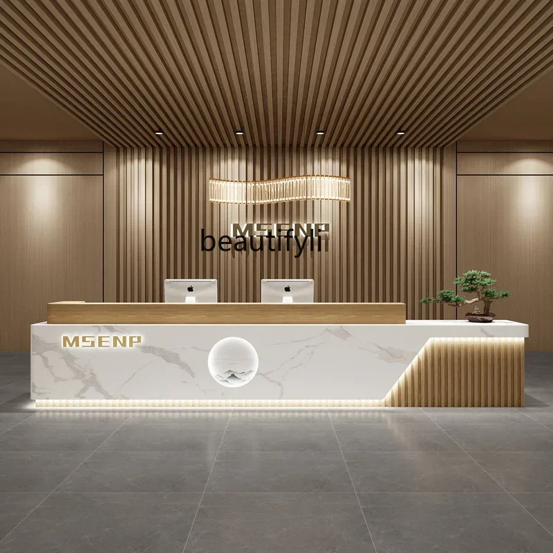 Chinese company, reception desk Training institution Counter Hotel lobby Welcome, beauty salon checkout page