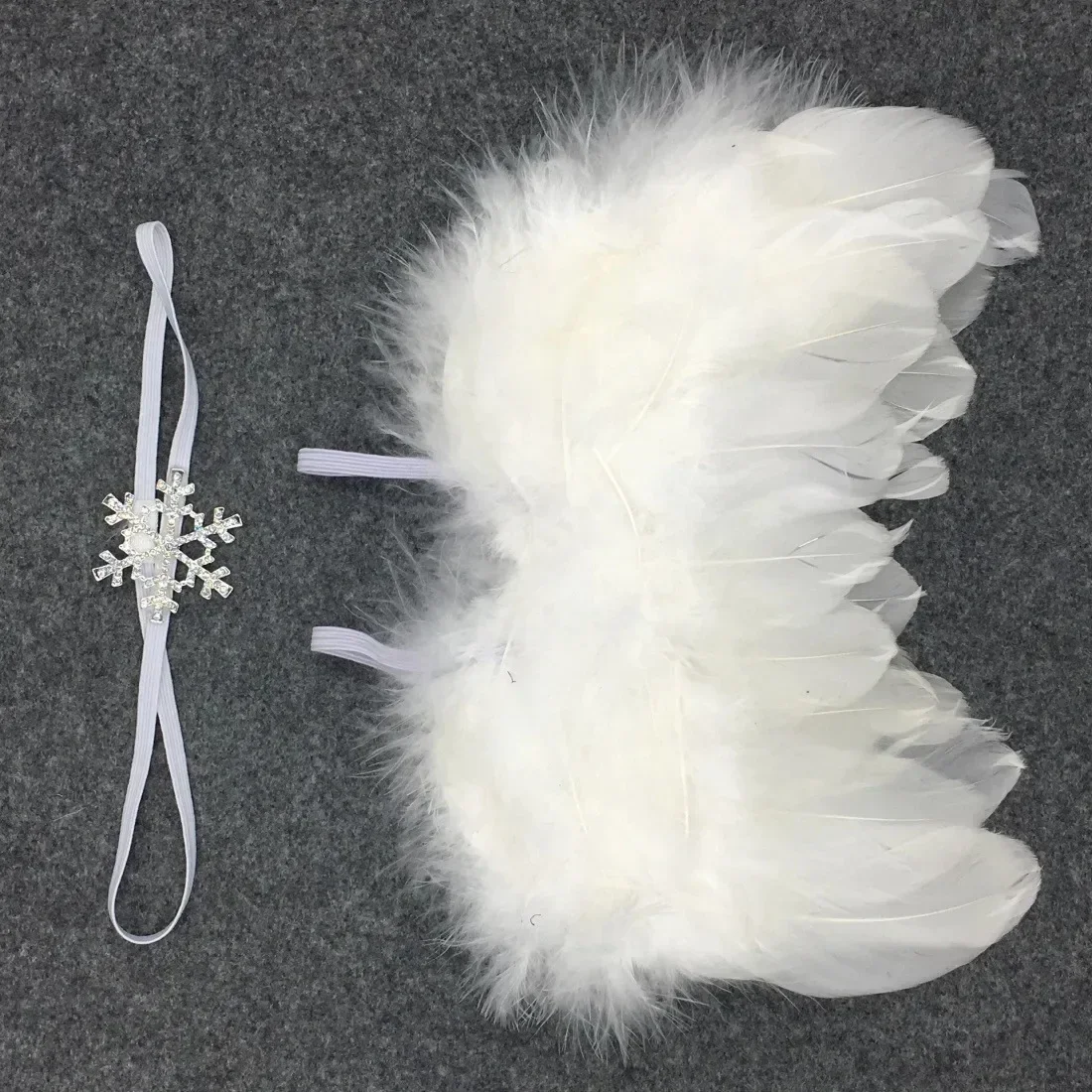 Newborn Photography Handmade Boys and Girls Angel Feather Wings Baby Take Pictures Props Crystal Snowflake Headband Accessories