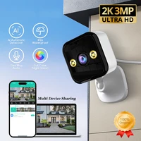 2025 nueva cámara de seguridad 2K 3MP HD Wifi cámara web inteligente para el hogar Audio bidireccional Color noche detección de movimiento cámara de vigilancia con luces