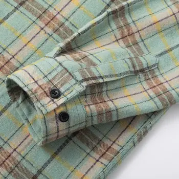 男士格紋長袖棉法蘭絨寬鬆嘻哈街頭休閒襯衫黑色紅色男士柔軟正裝襯衫條紋工作服 8 最佳銷售 絨布 - №8