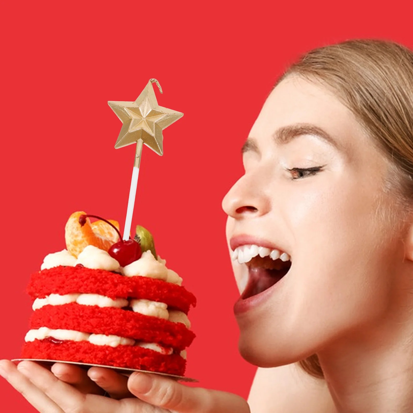 

8pcs Star Shaped Birthday Candles 3D Five-Pointed Cake Decorating Sparkly Metallic Gold Party Supplies Wedding Celebration