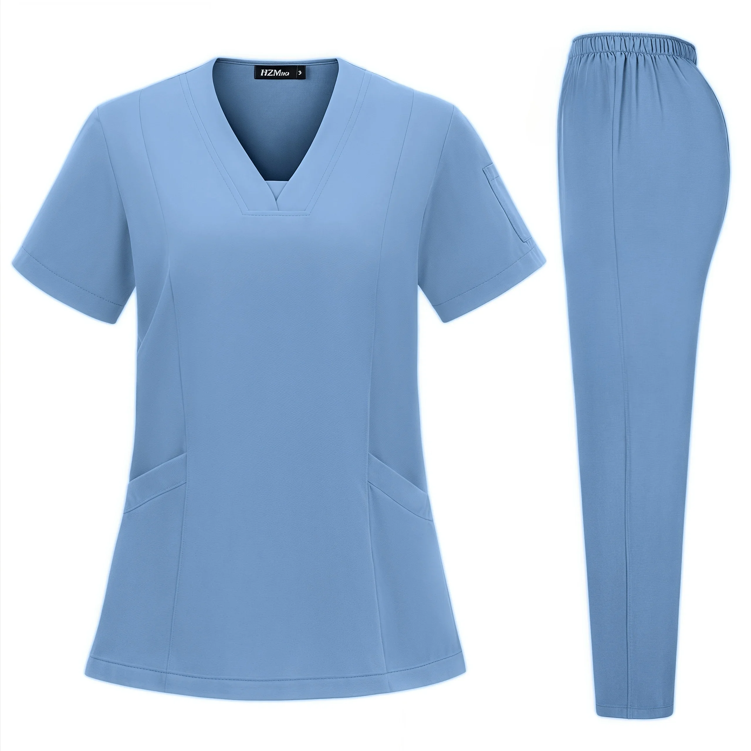 Alta qualidade hospital esfrega uniforme conjunto enfermeira poliéster elastano estiramento feminino esfrega conjuntos uniformes enfermagem masculino médico esfrega