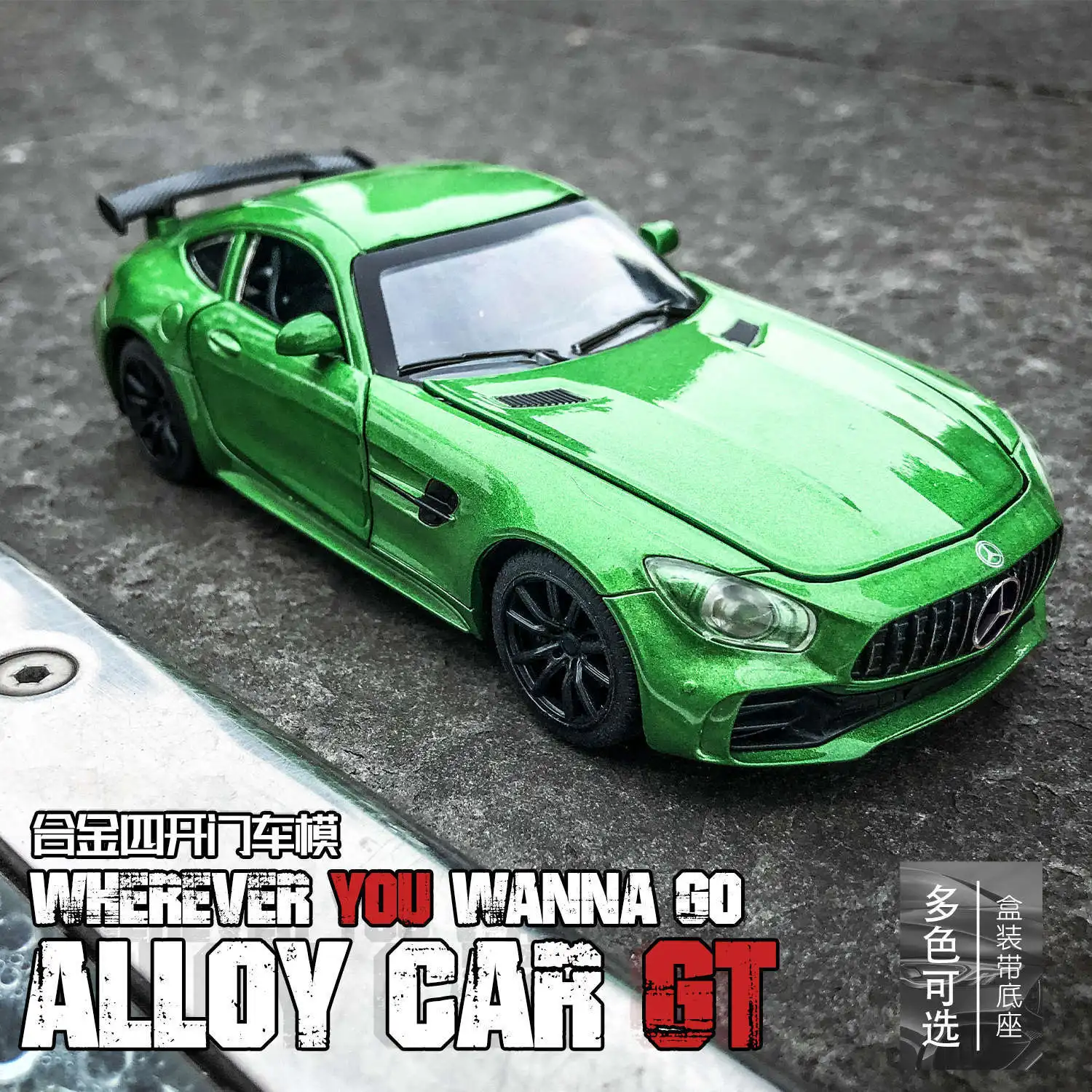 Diecast Alloy Sport Car Model for Children, 1:32, AMG GTR, Pull Back, Som e Leve, Veículos de Brinquedo, Modelos, Presentes de Aniversário