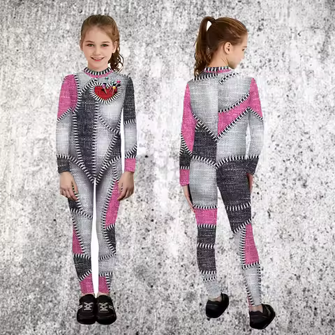 Halloween Cosplay Costume 3D Print Funny Jumpsuit Holiday Party Boys Girls Disguise Halloween Zipper Bodysuit Catsuit