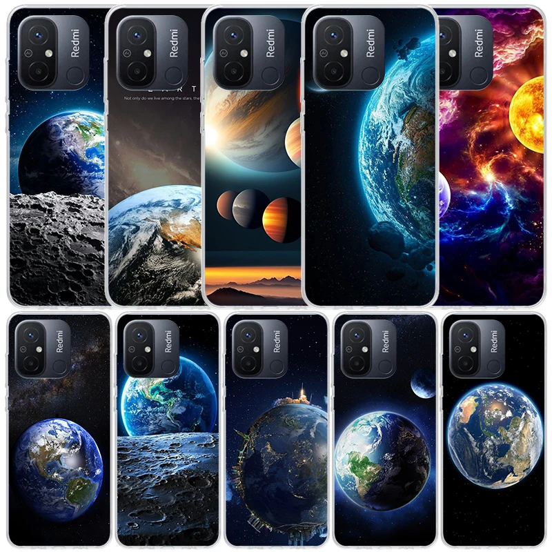 Earth Stars Space Phone Case For Xiaomi Redmi 12C 12 10C 10 10A 9C 9A 9T 9 8 8A 7 7A 6 Pro 6A K20 K30 K40 S2 Soft Back Cover