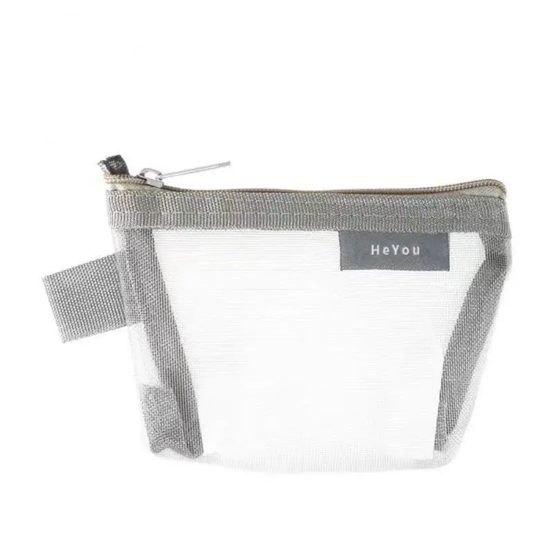 Simple Nylon Square Mesh Coin Purse Large Capacity Key Card Case Coin Pocket Transparent Storage Bag Pouch Mini Cosmetic Bag