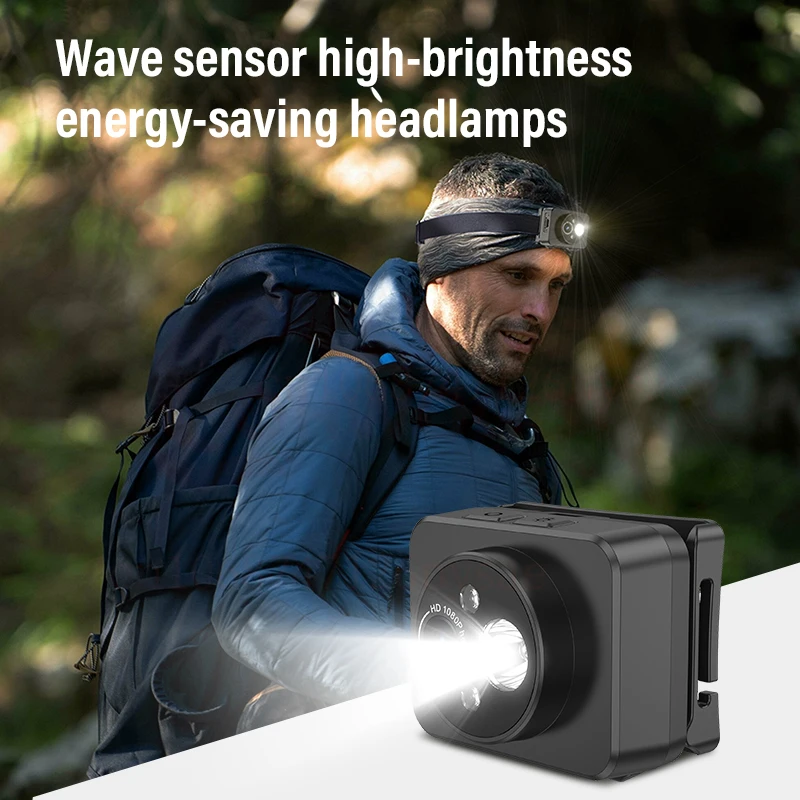 2MP Action Camera Head-mounted Lighting Camcorders 1000mah Built-in Battery Smart Sports Cam LED Headlamp 1080P Video Recorder