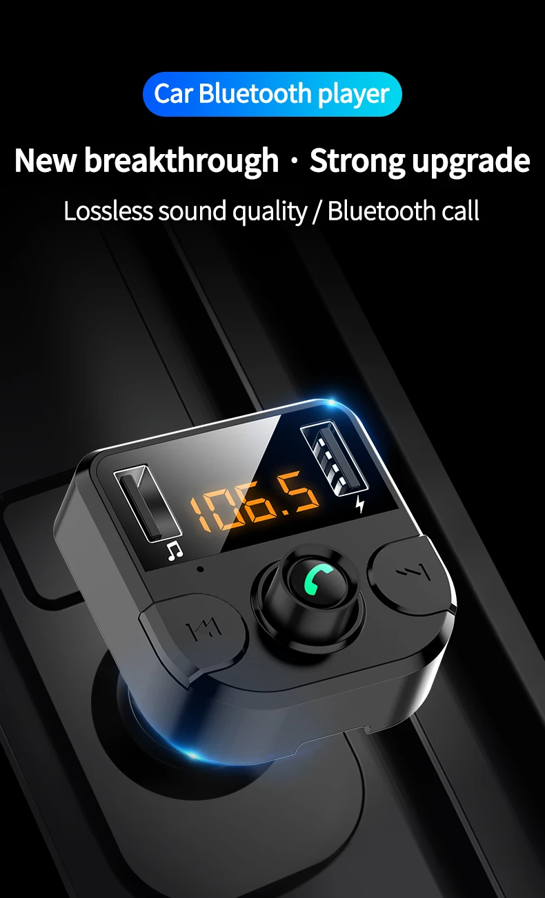 

Car FM Transmitter Modulator Bluetooth 5.0 Car Kit With 3.1A Dual USB Charger Auto Audio MP3 Player Car FM Transmiter Handsfree