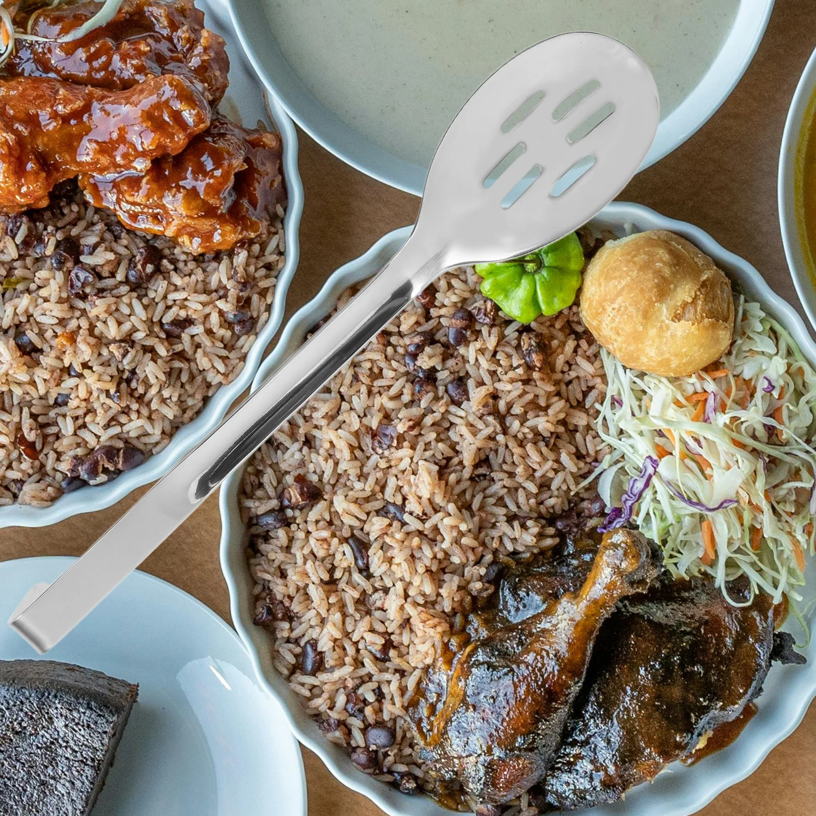 

Buffet Slotted Spoon Stainless Steel Strong Kitchen Serving Spoon for Salad Pasta Meatballs Stews Soup Appetizers