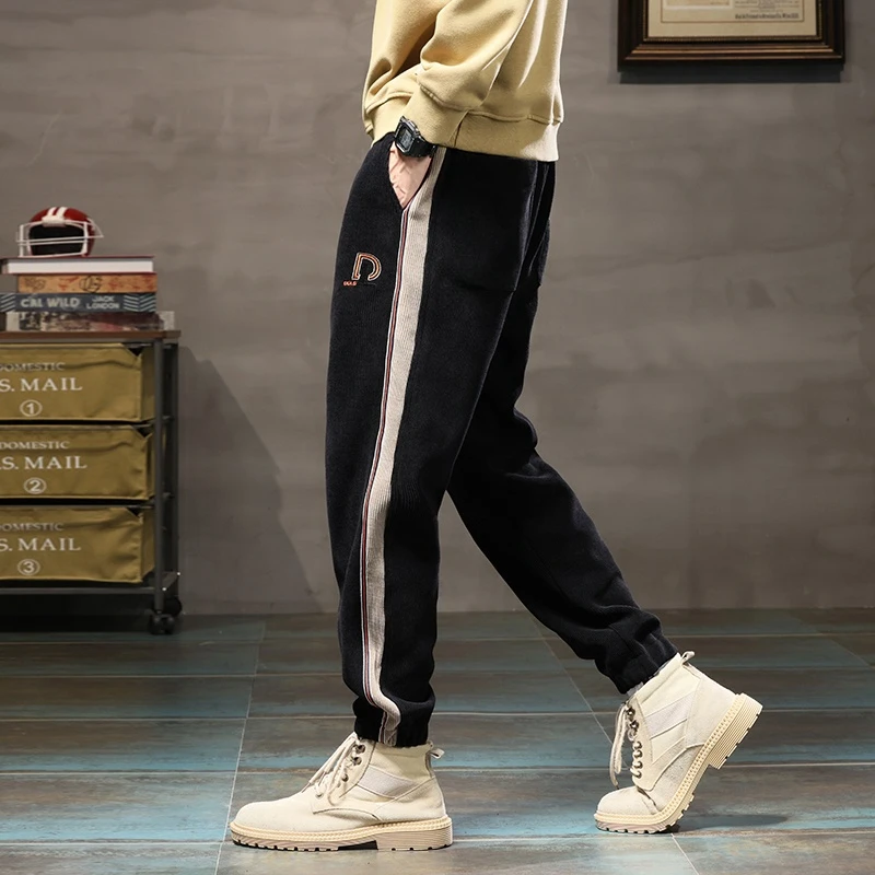 سروال قصير للرجال هارلان سروال فضفاض الخصر ملابس العمل بنطلون خريف شتاء دافئ ألياف البوليستر سراويل تقليدية مرنة صغيرة