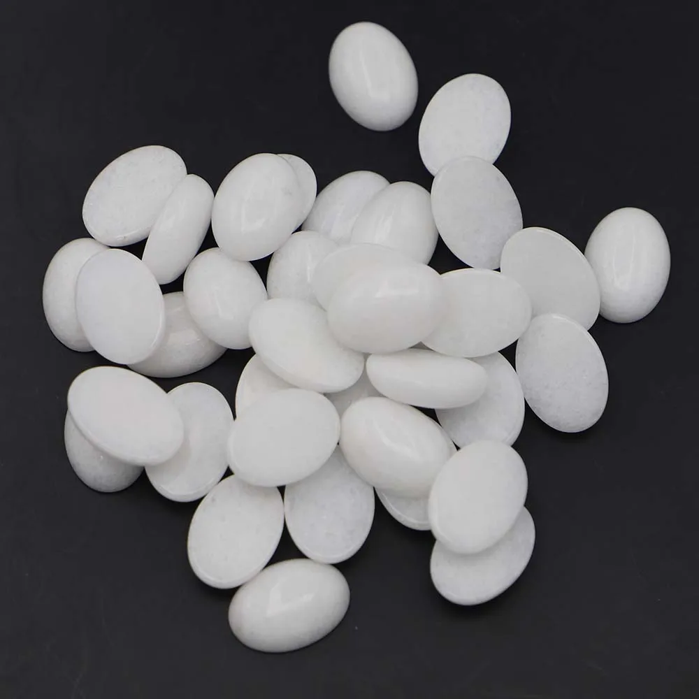 

New 13x18mm Natural Stone Oval Shape Cabochon White Marble Beads for Jewelry Making Material Clothes Accessories Wholesale 50pcs