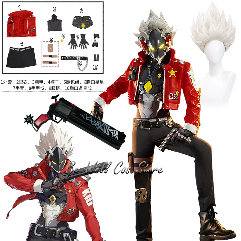 

Game Zenless Zone Zero Billy Kid Cosplay Costume Wig Mask Weapons Belt Leather Uniform Men Women Halloween Roleplay Outfits Prop