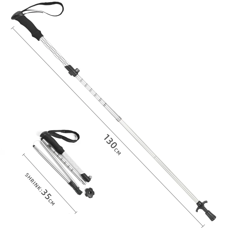 

Outdoor Ultra-light Portable Walking Stick Hiking Cane Folding Model Aluminum Alloy Telescopic Hiking Stick