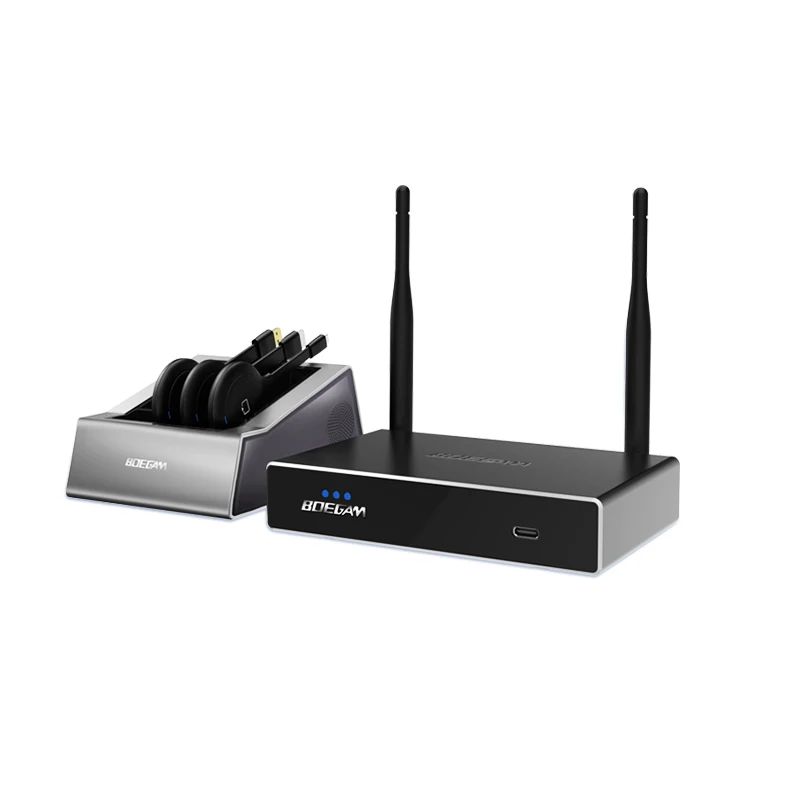 

BYOD 4K Wireless Presentation System Dual Screen Three Transmitter Set Team Hybrid Collaboration Wireless HDMI Solutions