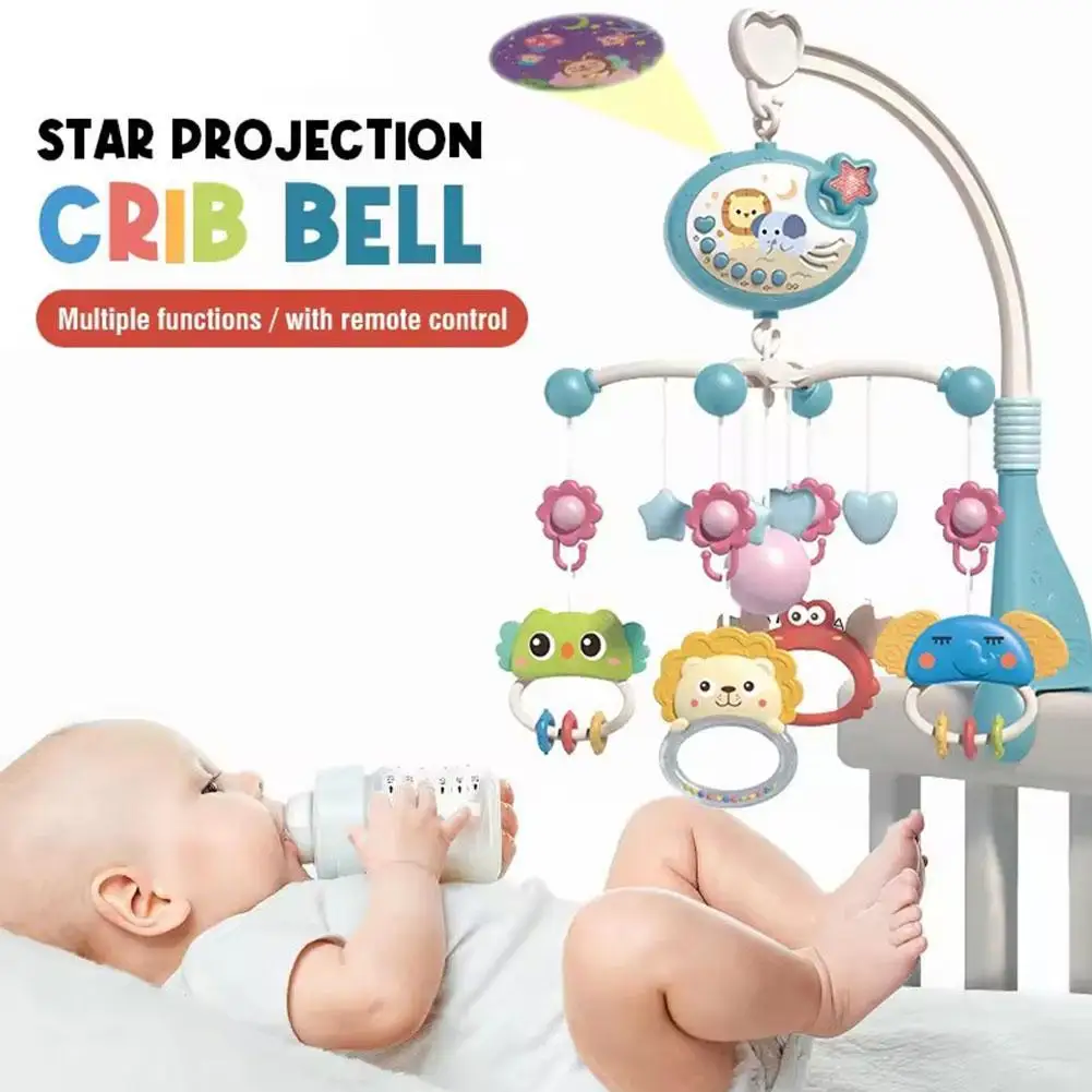 리모컨 뮤지컬 딸랑이 장난감 휴대용 아기 모빌 걸이형 진정 뮤지컬 회전목마 딸랑이 요람 아기 장난감